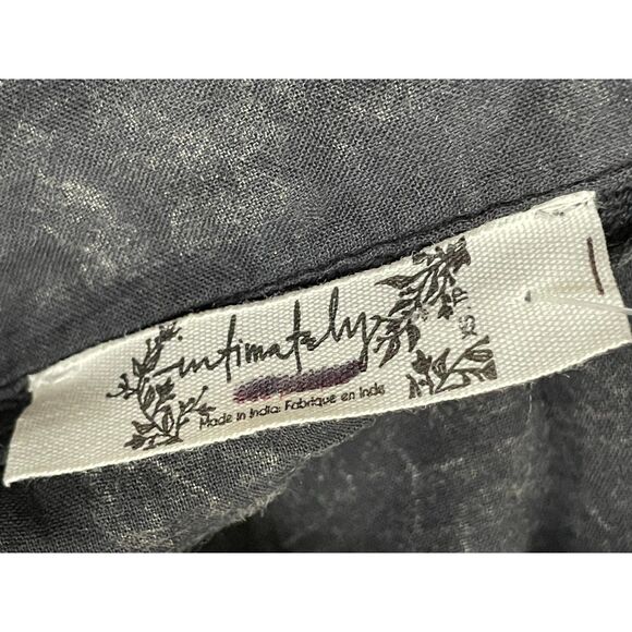 Free People Women's XS Black Shirt Semi-Sheer Button-Up Handkerchief-Hem Boho - Picture 6 of 11